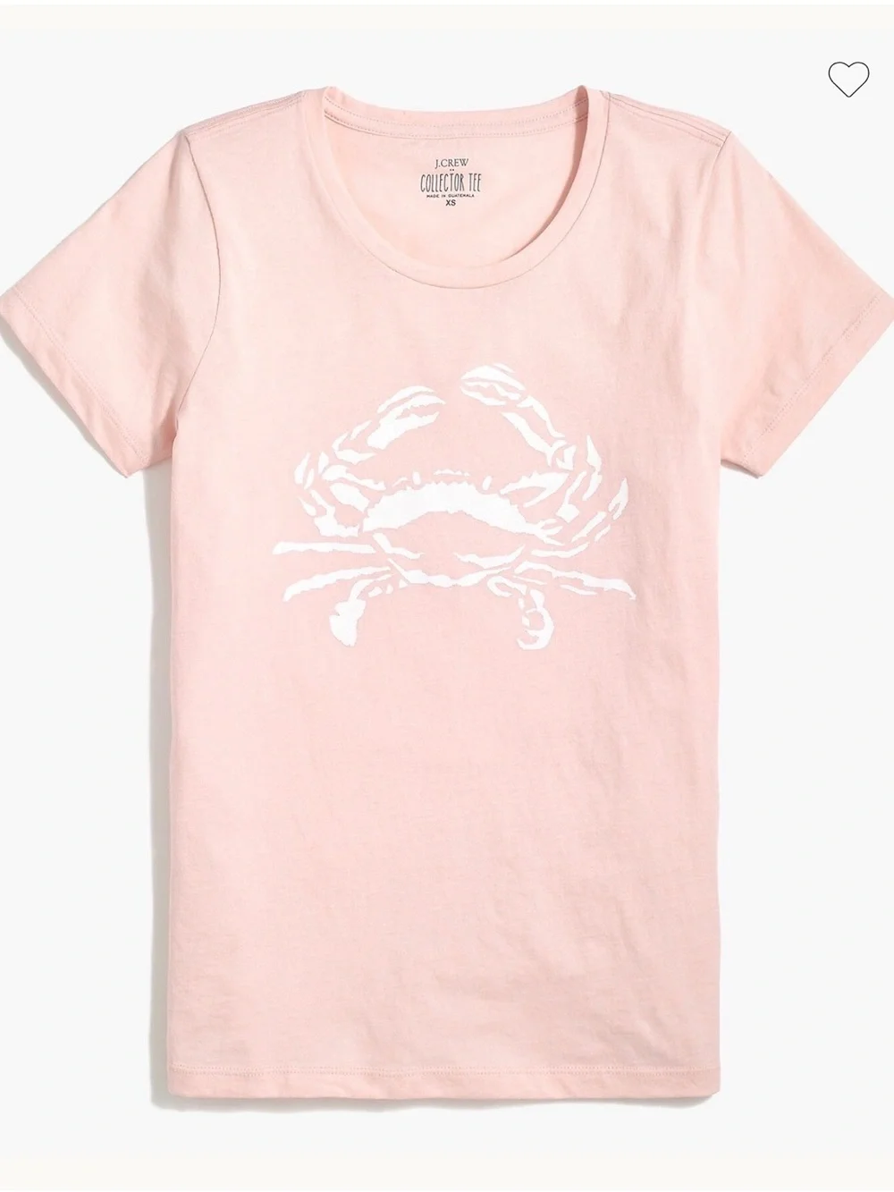 J. Crew Factory Light Pink Tee with White Crab Print